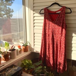 loft floral flounce flare v-neck dress